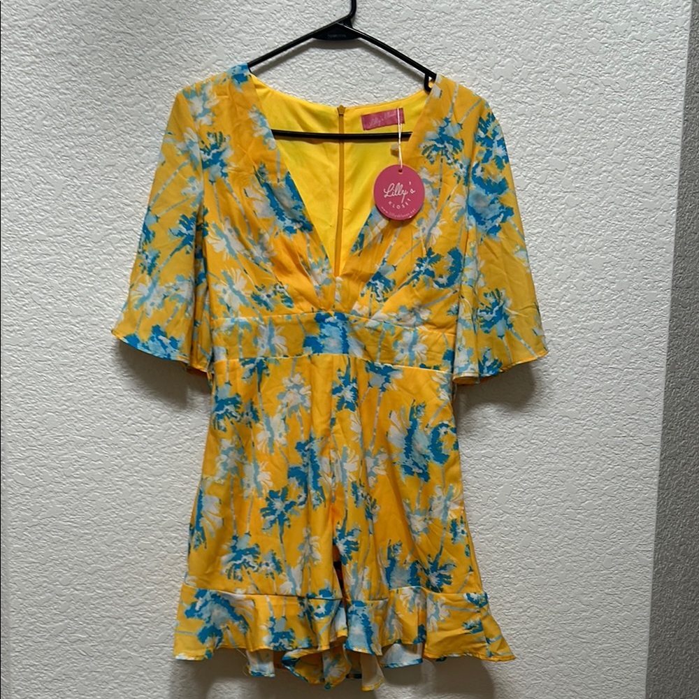 Yellow and Blue Floral Romper